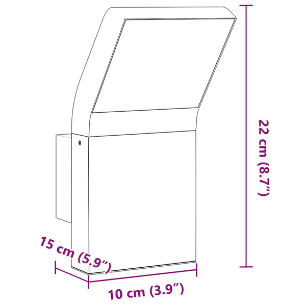 LED Außenwandleuchte Schwarz Aluminium