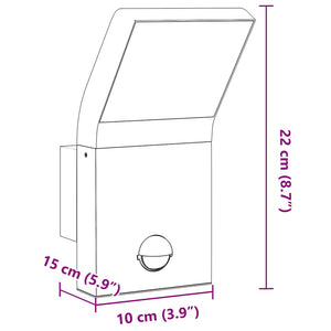 LED-Außenwandleuchte mit Sensor, Schwarz