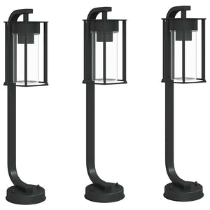 Wegeleuchten Set, 3 Stk., Schwarz, 60cm, Edelstahl