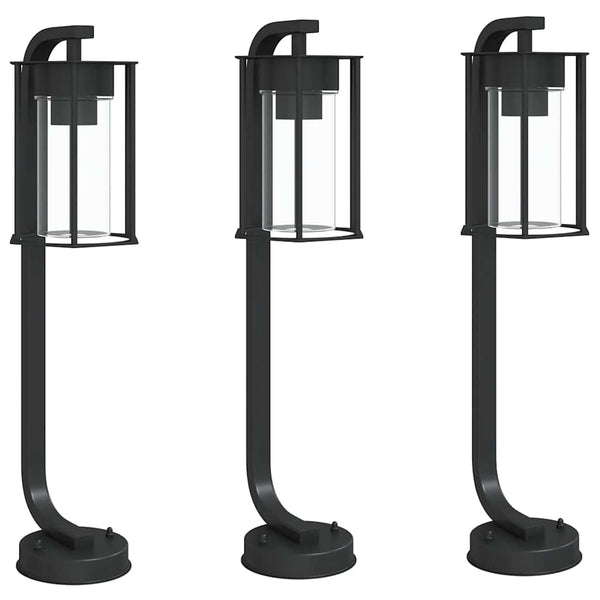 Wegeleuchten Set, 3 Stk., Schwarz, 60cm, Edelstahl