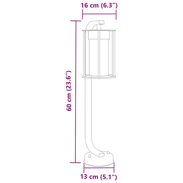 Wegeleuchten Set, 3 Stk., Schwarz, 60cm, Edelstahl