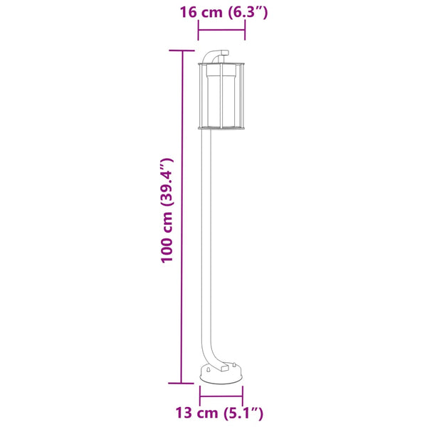 Schwarze Wegeleuchte Edelstahl 100cm