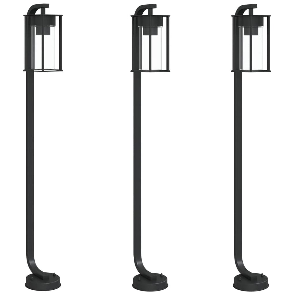 Wegeleuchten Set, 3 Stk, Schwarz, 100cm, Edelstahl