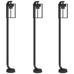 Wegeleuchten Set, 3 Stk, Schwarz, 100cm, Edelstahl