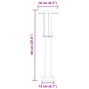 Wegeleuchte Silber 60cm Edelstahl