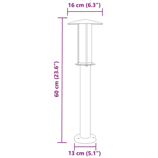 Wegeleuchte Silber 60cm Edelstahl
