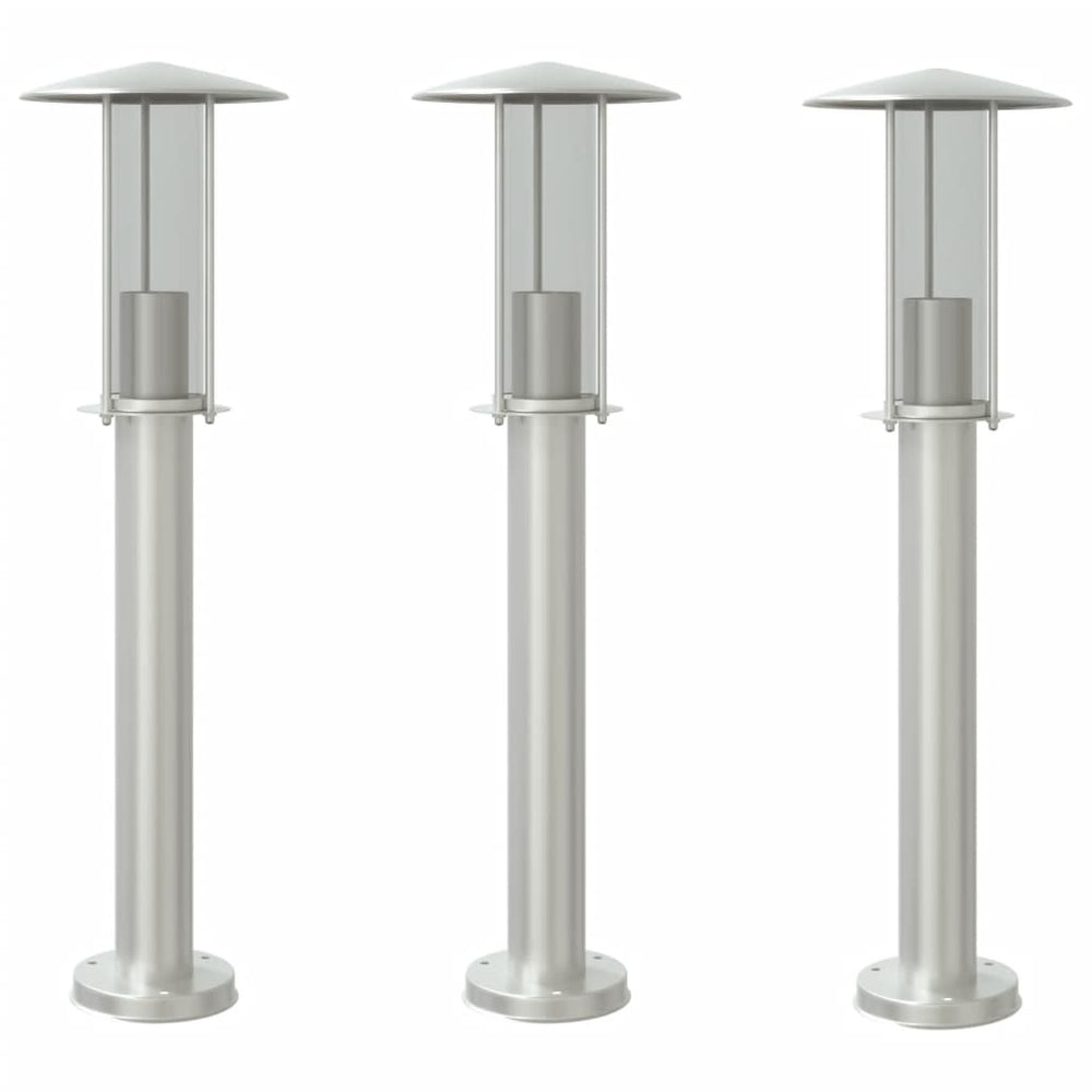 Edelstahl Wegeleuchten 3er Set, 60cm
