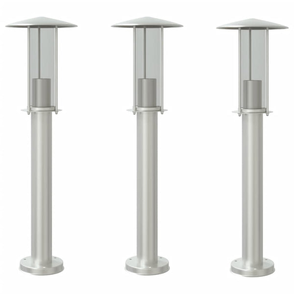 Edelstahl Wegeleuchten 3er Set, 60cm