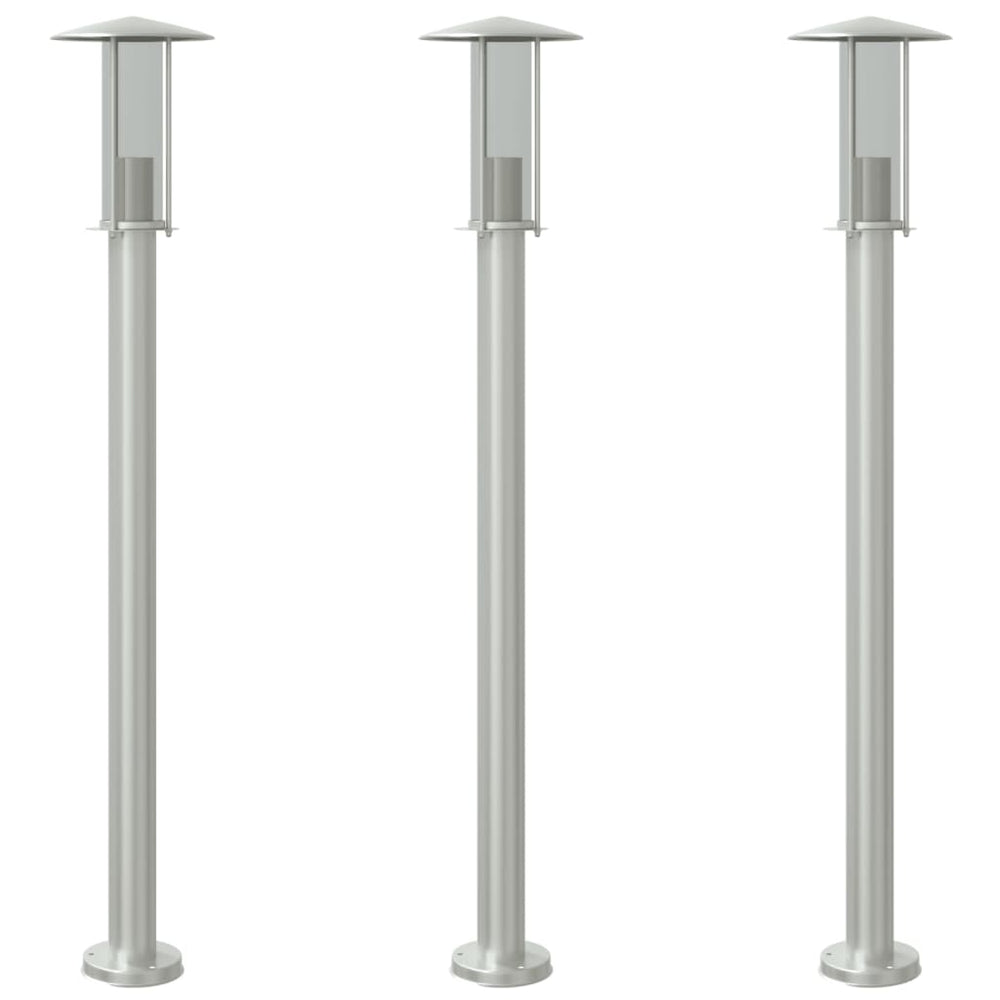 Edelstahl Wegeleuchten 3er Set, Silber, 100cm