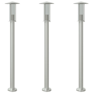 Edelstahl Wegeleuchten 3er Set, Silber, 100cm