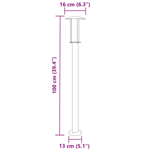 Edelstahl Wegeleuchten 3er Set, Silber, 100cm