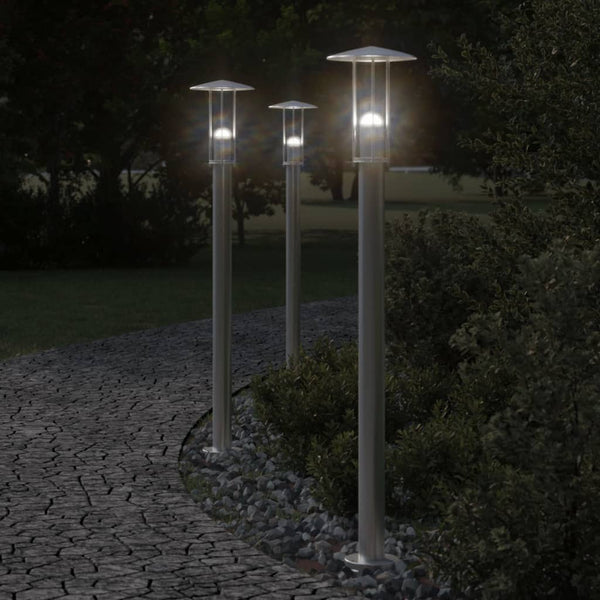 Edelstahl Wegeleuchten 3er Set, Silber, 100cm
