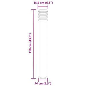 Wegeleuchte Silber Edelstahl 110cm