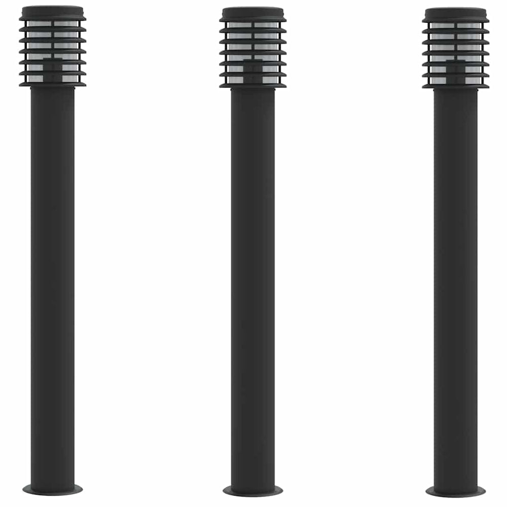 Wegeleuchten Set, 3 Stk., Schwarz, 110cm, Edelstahl