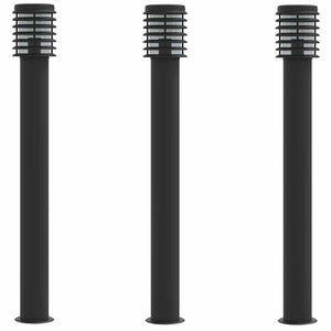 Wegeleuchten Set, 3 Stk., Schwarz, 110cm, Edelstahl