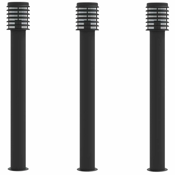Wegeleuchten Set, 3 Stk., Schwarz, 110cm, Edelstahl