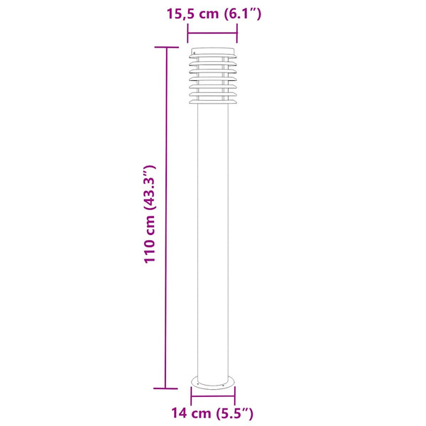 Wegeleuchten Set, 3 Stk., Schwarz, 110cm, Edelstahl