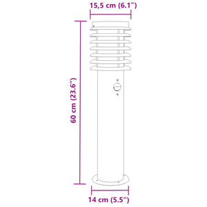 Wegeleuchte mit Bewegungsmelder, Edelstahl, 60cm