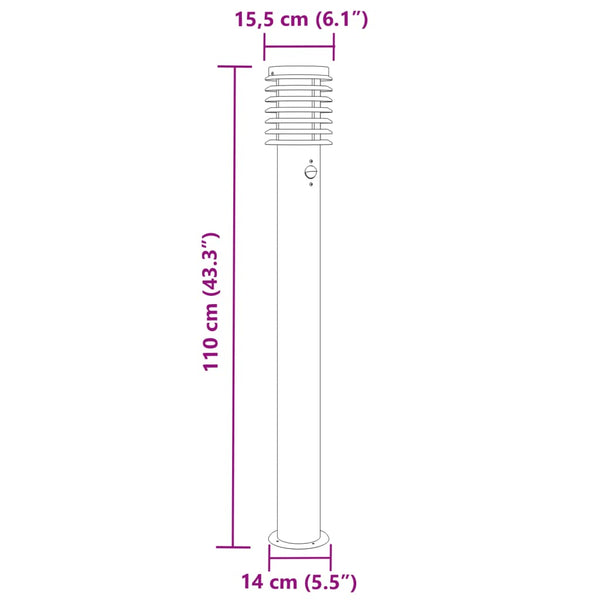 Wegeleuchte mit Bewegungsmelder 110cm Edelstahl