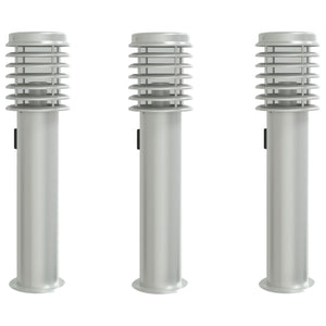 Wegeleuchten mit Steckdose, 3er Set, Edelstahl
