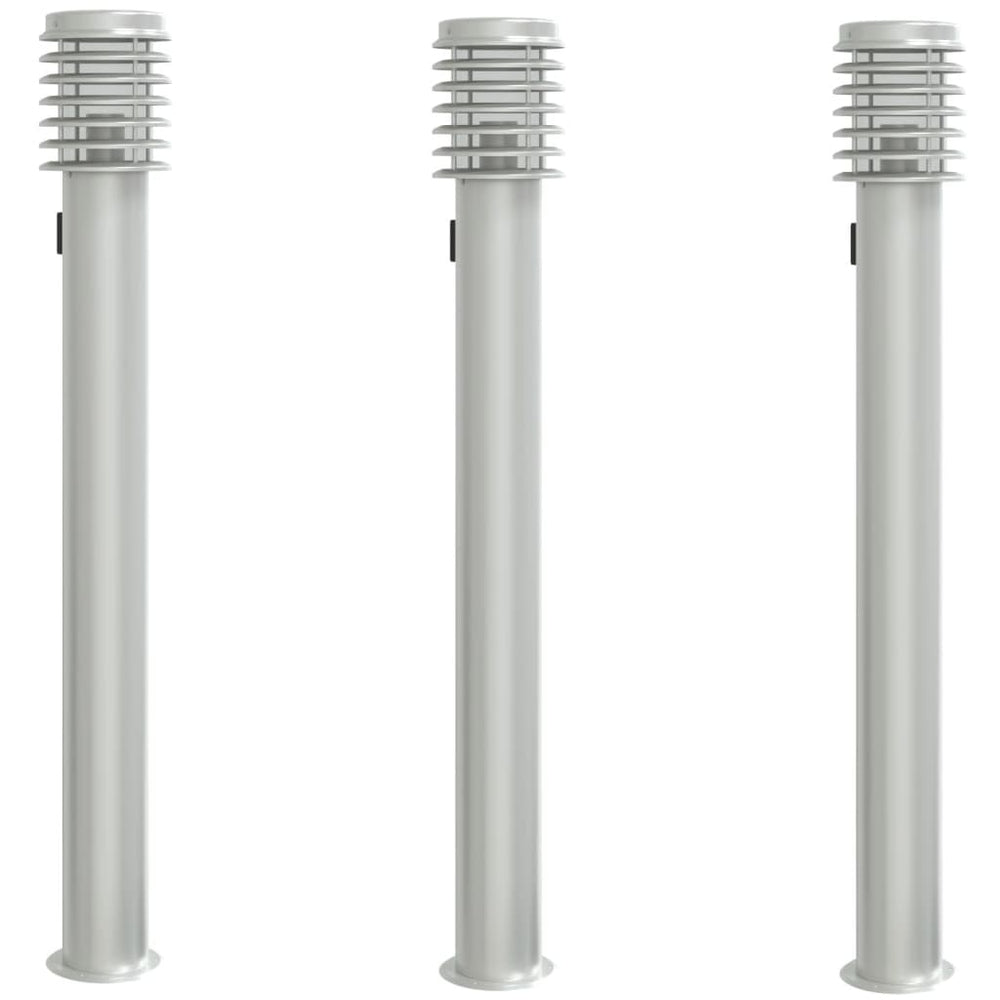 Wegeleuchten mit Steckdose, 3er Set, Edelstahl