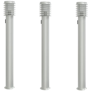 Wegeleuchten mit Steckdose, 3er Set, Edelstahl