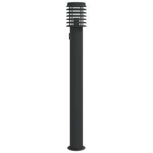 Wegeleuchte mit Steckdose, 110cm, Edelstahl Schwarz