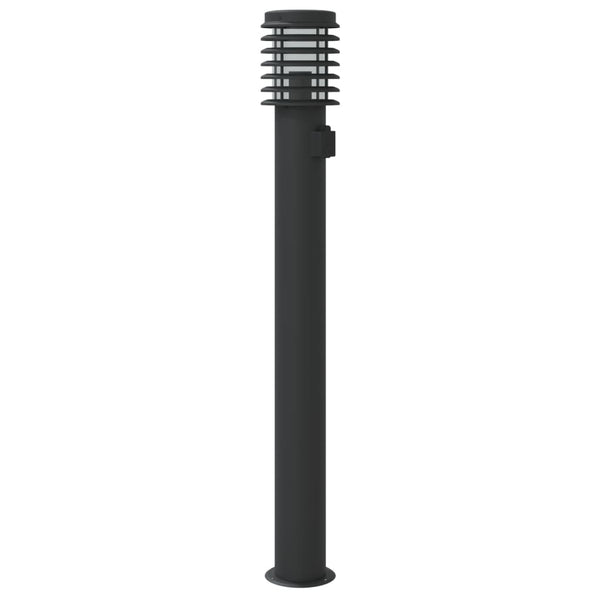 Wegeleuchte mit Steckdose, 110cm, Edelstahl Schwarz