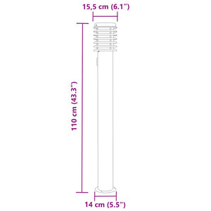 Wegeleuchte mit Steckdose, 110cm, Edelstahl Schwarz
