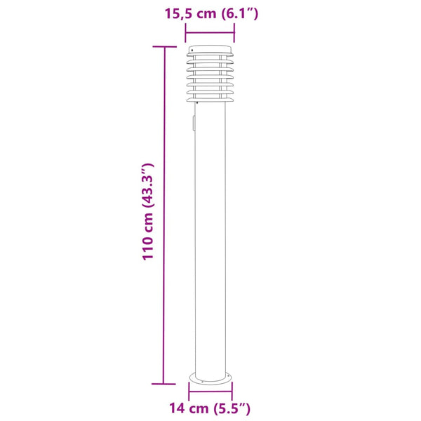 Wegeleuchte mit Steckdose, 110cm, Edelstahl Schwarz