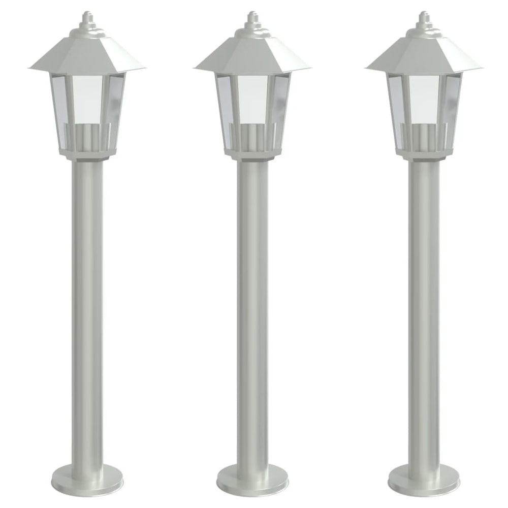 Edelstahl Wegeleuchten Silber 80cm 3er Set