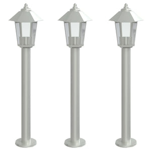 Edelstahl Wegeleuchten Silber 80cm 3er Set