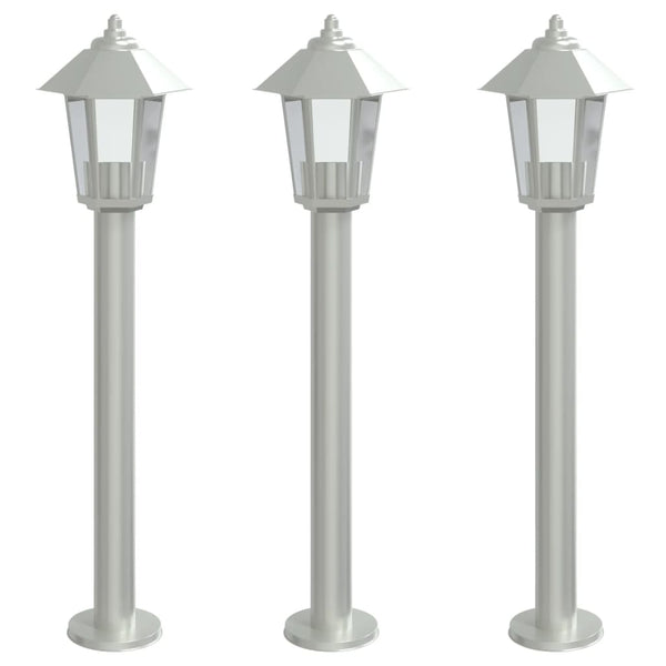 Edelstahl Wegeleuchten Silber 80cm 3er Set