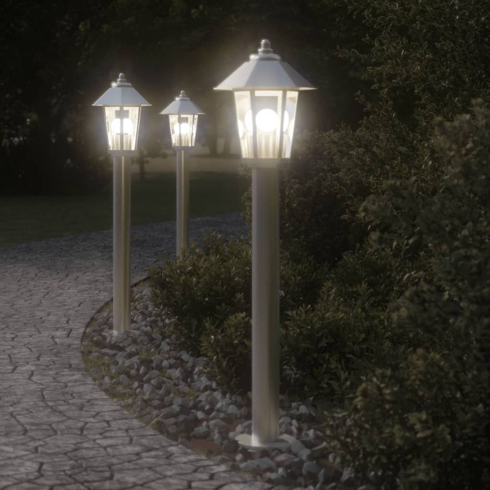 Edelstahl Wegeleuchten Silber 80cm 3er Set