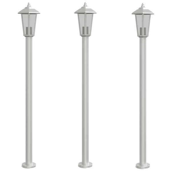 vidaXL Lampes de chemin 3 pcs Argentées 120 cm Acier inoxydable