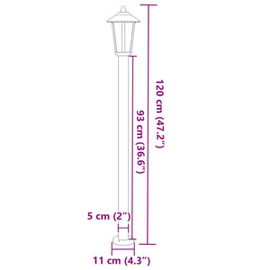vidaXL Lampes de chemin 3 pcs Argentées 120 cm Acier inoxydable