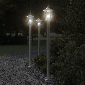 vidaXL Lampes de chemin 3 pcs Argentées 120 cm Acier inoxydable