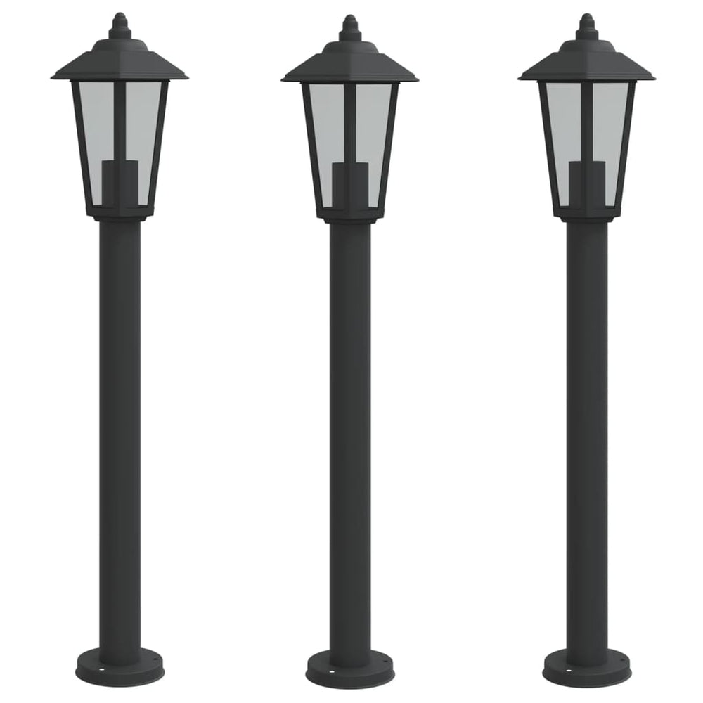 Wegeleuchten Set, 3 Stk, Schwarz, 80cm