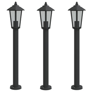 Wegeleuchten Set, 3 Stk, Schwarz, 80cm
