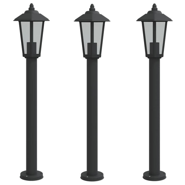 Wegeleuchten Set, 3 Stk, Schwarz, 80cm