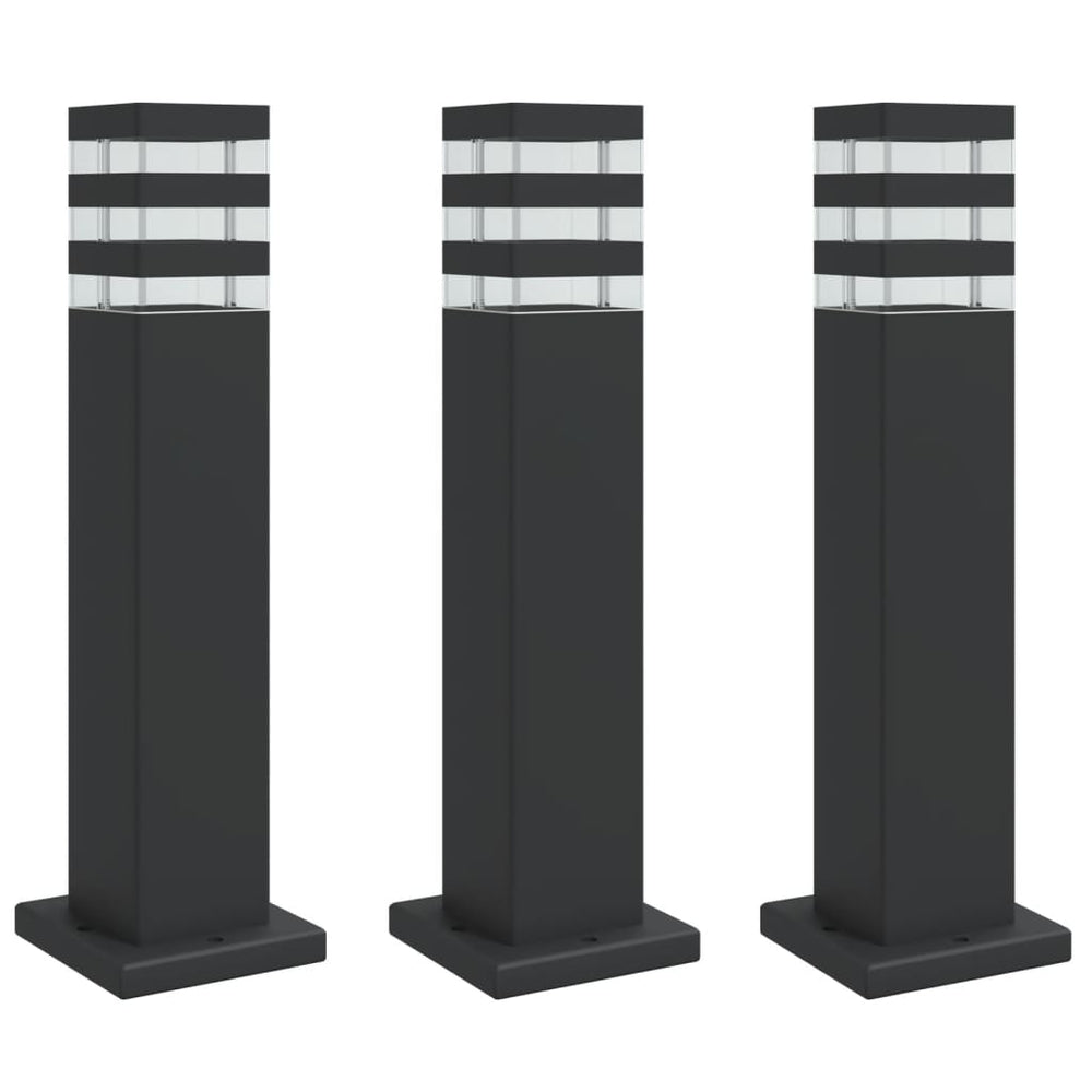 Wegeleuchten 3er Set Schwarz 50cm Aluminium