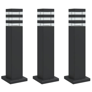 Wegeleuchten 3er Set Schwarz 50cm Aluminium
