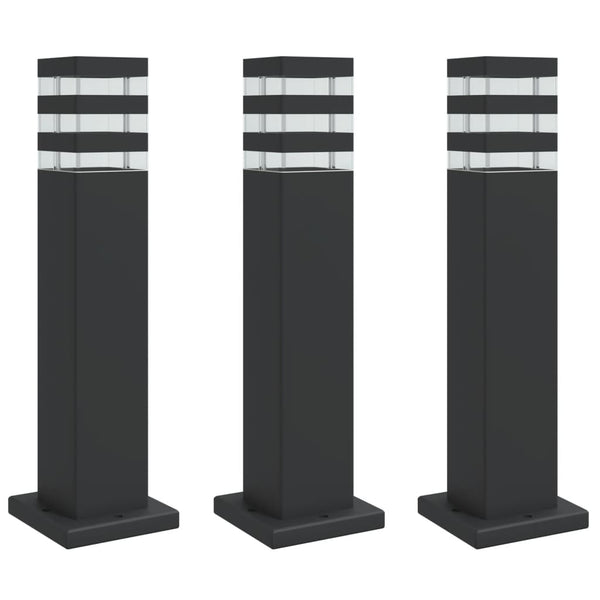 Wegeleuchten 3er Set Schwarz 50cm Aluminium