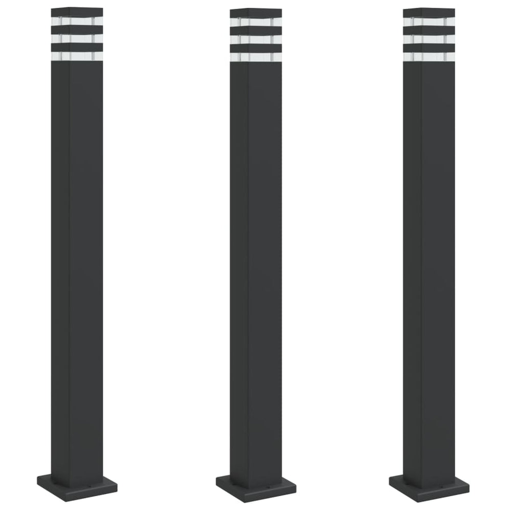 Schwarze Wegeleuchten 3er Set, 110cm