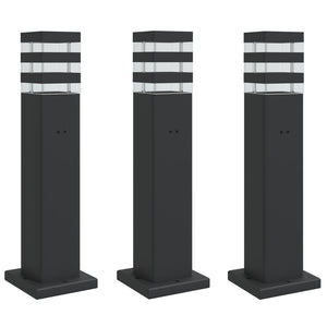 Wegeleuchten mit Steckdose, 3er Set, Schwarz