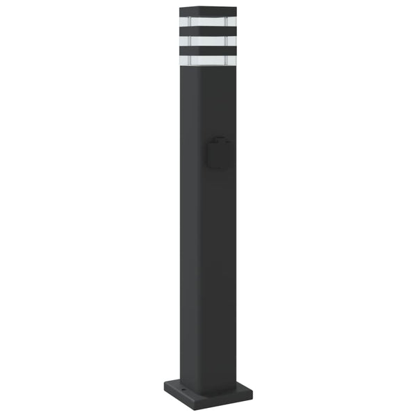 Wegeleuchte mit Steckdose, Schwarz, 80cm