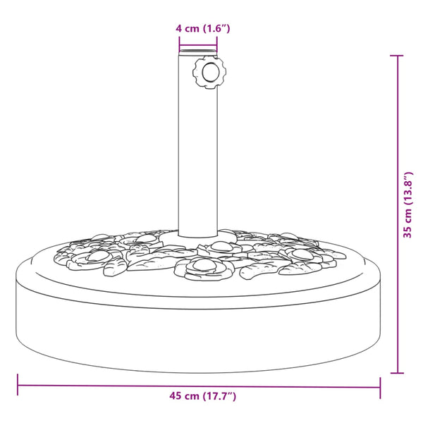vidaXL Parasol Base for Ø38/48 mm Pole 25 kg Round