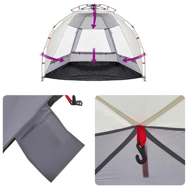 Strandzelt 2 Personen Grau Wasserdicht Quick Release