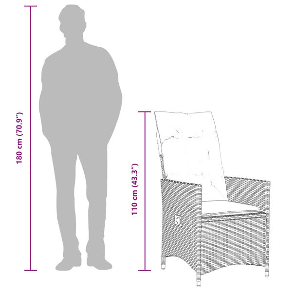 3-tlg. Bistro-Set Schwarz Poly Rattan Akazie