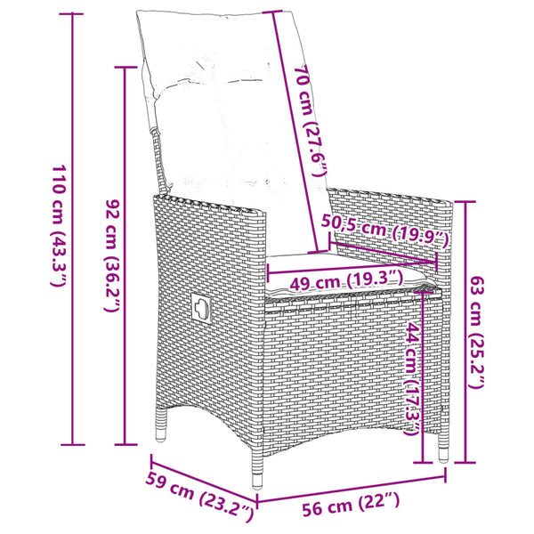 3-tlg. Bistro-Set Schwarz Poly Rattan Akazie